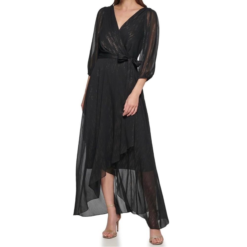 DKNY wrap dress with bubble sleeves- size 10